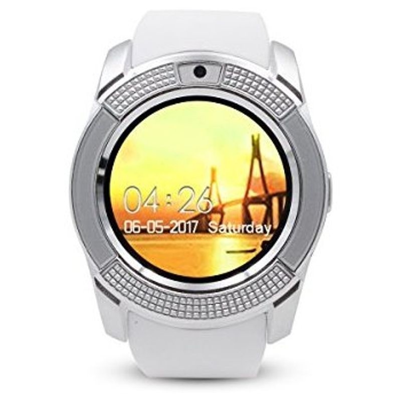 Ceas Smartwatch Techstar® V8, Handsfree, Bluetooth 3.0, SIM, Compatibil Android & iOS, Camera 1.3MP, Alb - 2 | YEO