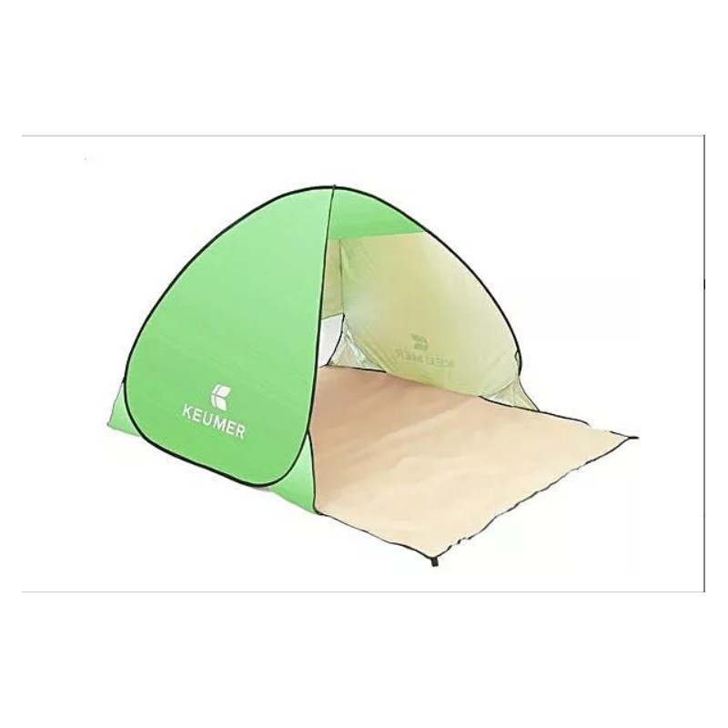 Cort Pentru Plaja Verde Deschis Anti-UV Tip Pop-up cu Deschidere in Spate Pentru 2 Persoane Marime 200x120x130cm