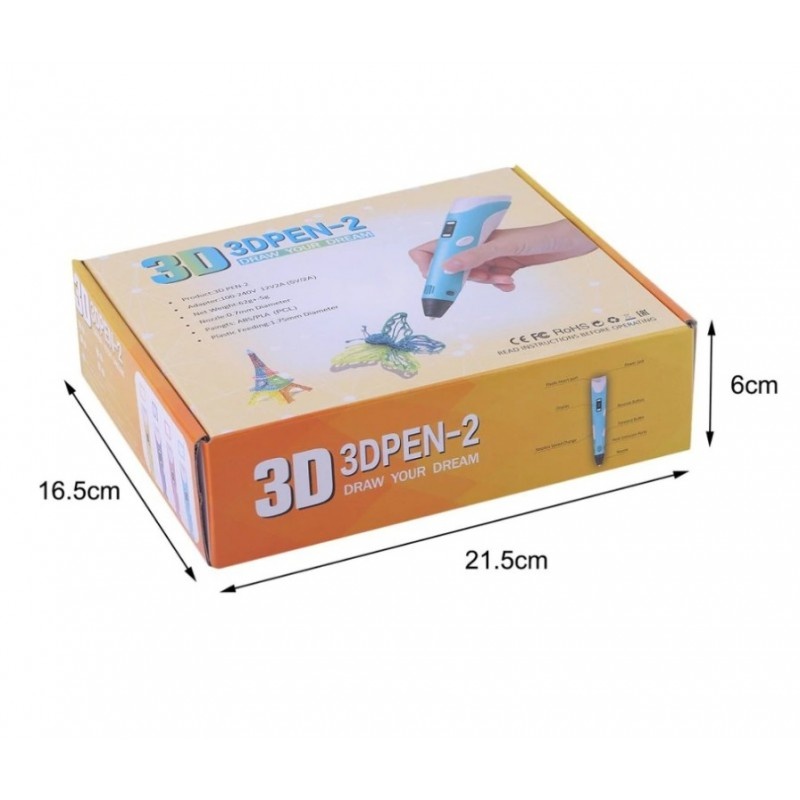 Creion Desenat in Spatiu 3D Techstar®, Roz, Ideal pentru Incepatori, cu Afisaj si Filamente Multicolore - 1 | YEO