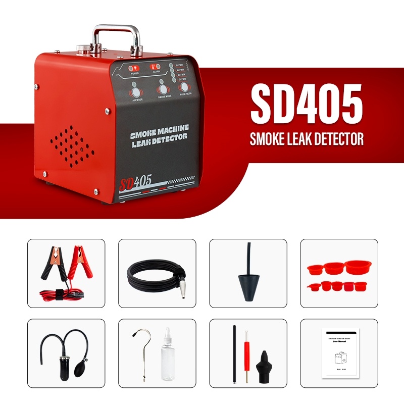 Detector scurgeri cu fum Solary SD405 – aparat de depistare a pierderilor in EVAP/admisie/evacuare, 12V DC, debit 8 L/min, presiune 18–23 psi, protectie supraincalzire, set complet de adaptoare - 3 | YEO