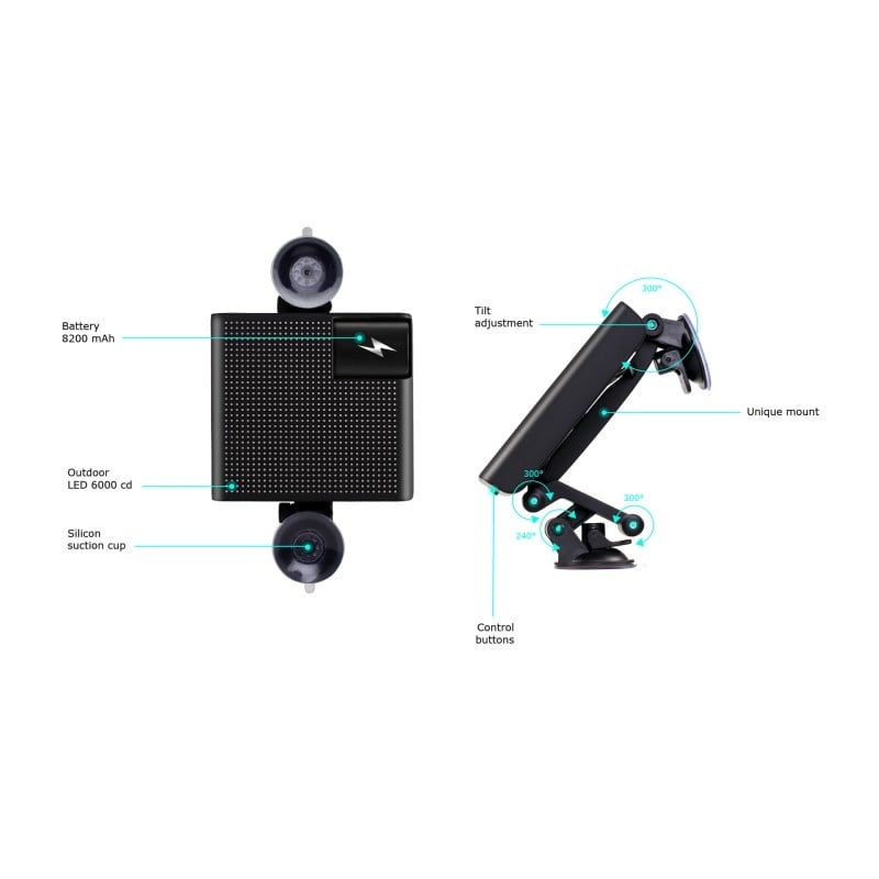 Display Emoji Techstar® Smart cu LED, Controlabil din Aplicatie Bluetooth Android & iOS, Multiple Animatii - 2 | YEO