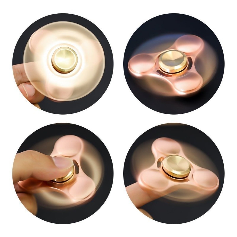 Fidget Spinner Metalic Aluminiu Glow Culoare Auriu - 3 | YEO