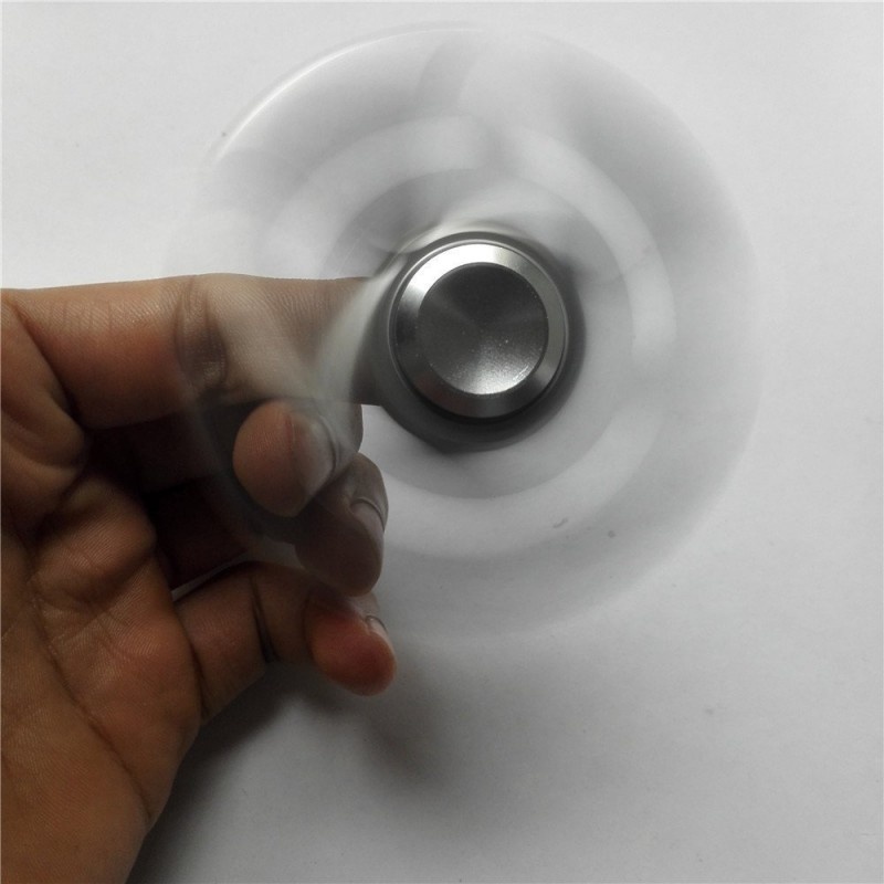 Fidget Spinner Metalic din Aluminiu Gri cu role albastre si rosii - 3 | YEO