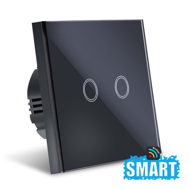 Intrerupator Smart Touch Techstar®, Wireless 2.4GHz, Sticla Securizata, Design Modern, Iluminare LED, 2 Faze, Negru - 3 | YEO