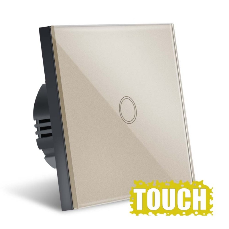 Intrerupator Touch Techstar®, Sticla Securizata, Design Modern, Iluminare LED, 1 Faza, Gold - 3 | YEO