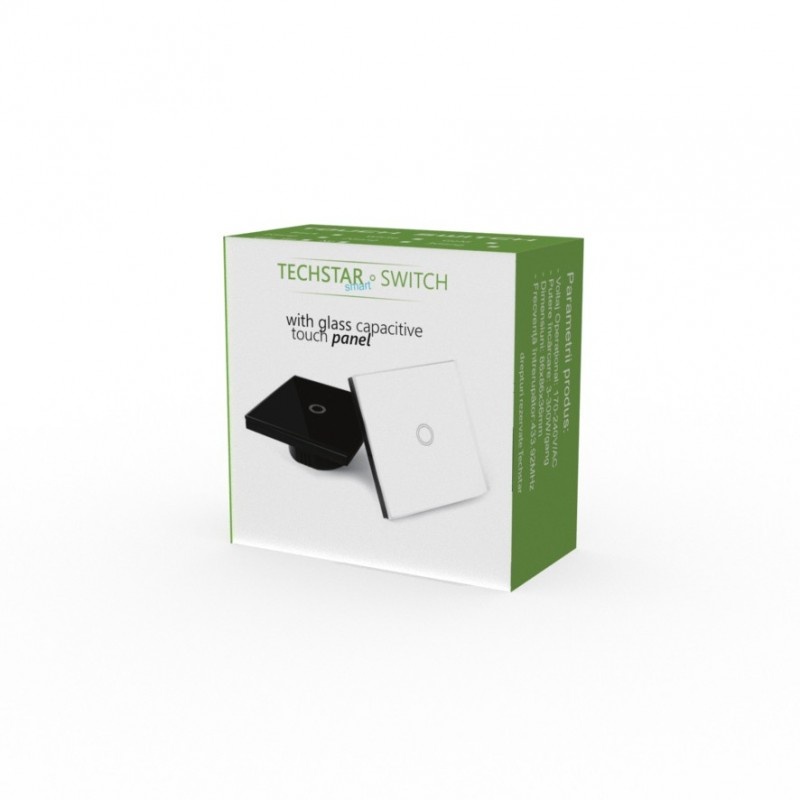 Poze Intrerupator Touch Techstar®, Sticla Securizata, Design Modern, Iluminare LED, 3 Faze, Gri
