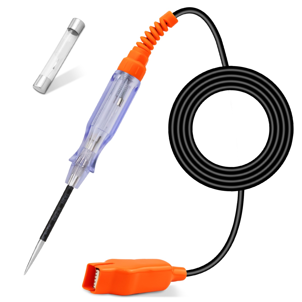 Lampa tester circuite auto Techstar 85076A , 6–24V DC, LED polaritate rosu/verde, sonda metalica, clema crocodil, siguranta fuzibila, pentru auto/moto/camioane - 2 | YEO