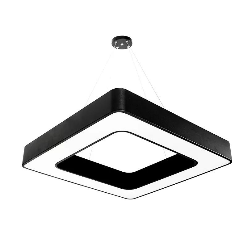 Lustra LED Techstar® Design, Patrat, 45W, Design Modern, Carcasa Metalica, Inaltime Reglabila, Protectie Insecte, CRI 80, 6500K, Alb Rece, Neagra