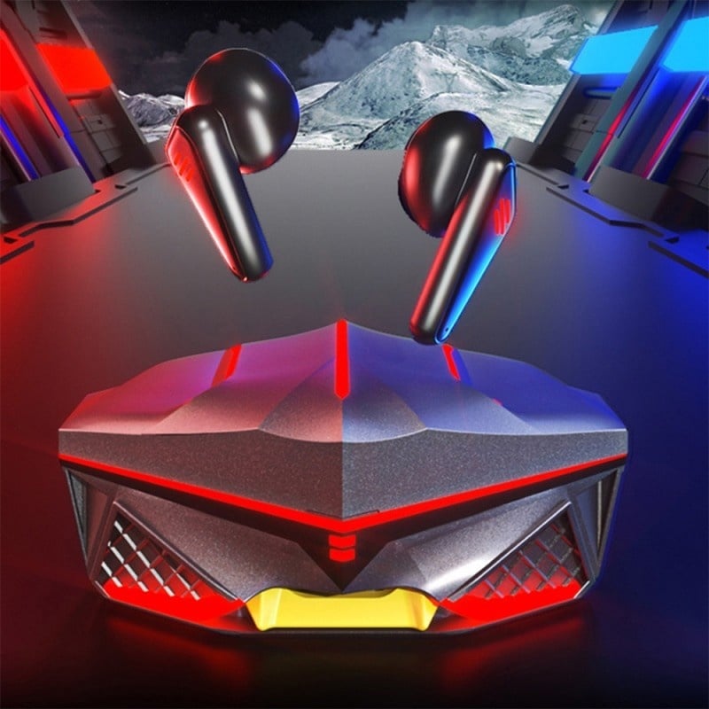 Resigilat Casti Bluetooth pentru Gaming Techstar® K98, Bluetooth 5.0, Microfon, Control prin atingere, Indicator LED, Rezistente la apa, potrivite pentru jocuri video/fitness/birou, Carcasa Magnetica, Negru