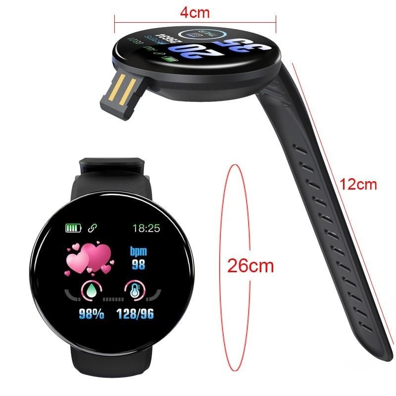 Resigilat Ceas Smartwatch Techstar® D18, 1.3inch OLED, Bluetooth 4.0, Monitorizare Tensiune, Puls, Oxigenarea Sangelui, Waterproof IP65, Negru - 3 | YEO