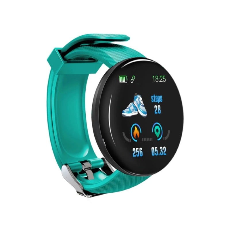 Resigilat Ceas Smartwatch Techstar® D18, 1.3inch OLED, Bluetooth 4.0, Monitorizare Tensiune, Puls, Oxigenarea Sangelui, Waterproof IP65, Verde Aqua