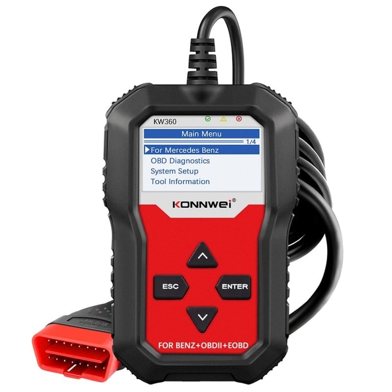 Resigilat Diagnoza Dedicata, KONNWEI KW360, Pentru Mercedes Benz, Citire si Stergere Erori Dedicate, Programare Baterie, Interval Service, Adaptari, Live Data