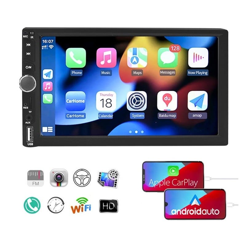 Resigilat MP5 Player Techstar® 7028, 2DIN, Apple CarPlay, Android Auto, Ecran HD Touch 7