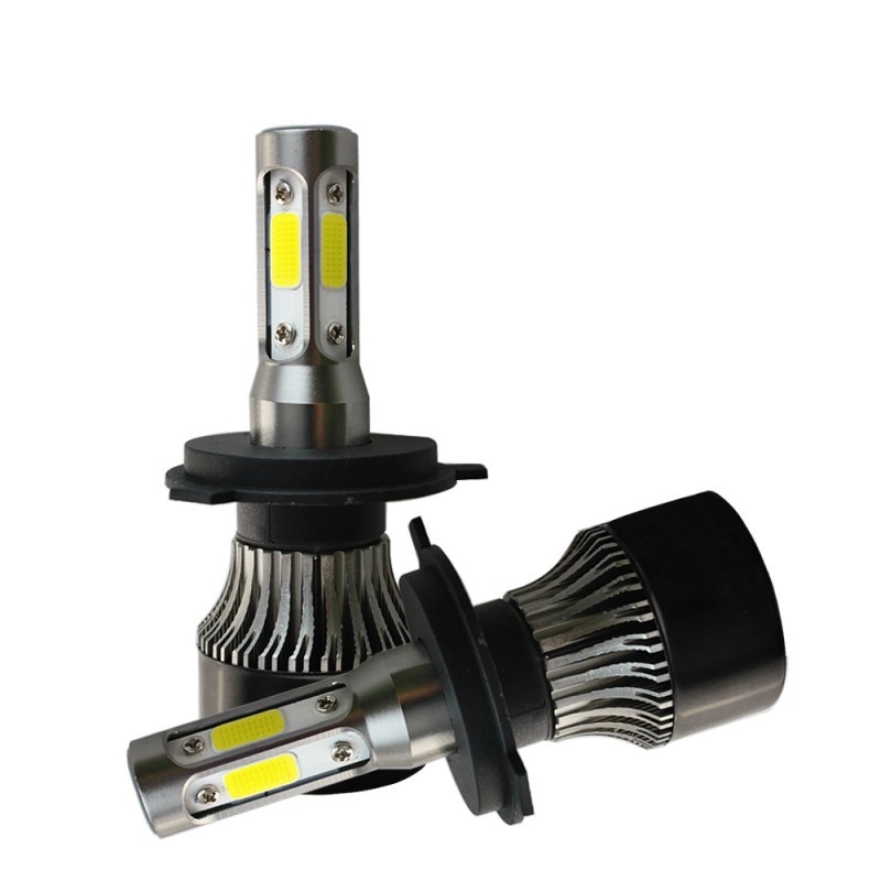 Resigilat Set 2 LED-uri Auto Techstar® S4, H4, 40w, 4000 Lumeni, 6500K, AUTO, 12-24 Volti, COB, Canbus, Radiator Aluminiu - 2 | YEO