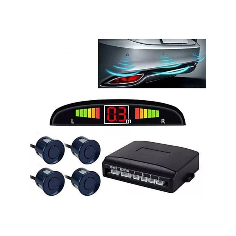 Resigilat Set Senzori Parcare Auto Detector Parktronic Display Radar Monitor 4 Senzori Albastru Inchis