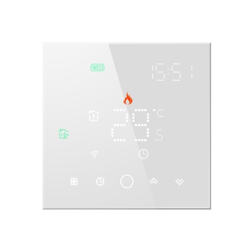 Resigilat Termostat Techstar® Smart TH-10W, Wireless, 16A, 3500W, Google Home, Alexa, Tuya, Senzor Pardoseala, Alb