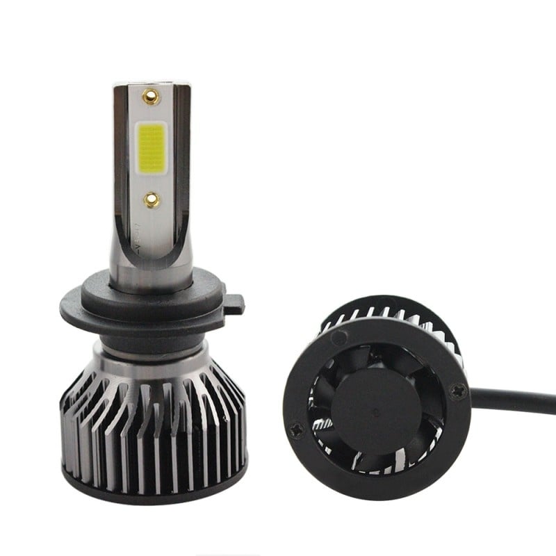 Set 2 LED-uri Auto Techstar® V6, H7, 40w, 4000 Lumeni, 6500K, AUTO, 12-24 Volti, COB, Canbus, Radiator Aluminiu - 2 | YEO