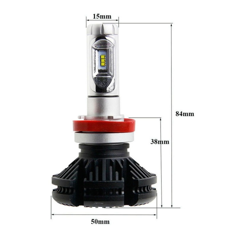 Set 2 LED-uri Auto Techstar® X3, H11/H9/H8, 25w, 3000 Lumeni, 3000K/6500K/8000K, AUTO, 12-24 Volti, ZES, Canbus, Miez Cupru, Radiator Aluminiu - 2 | YEO