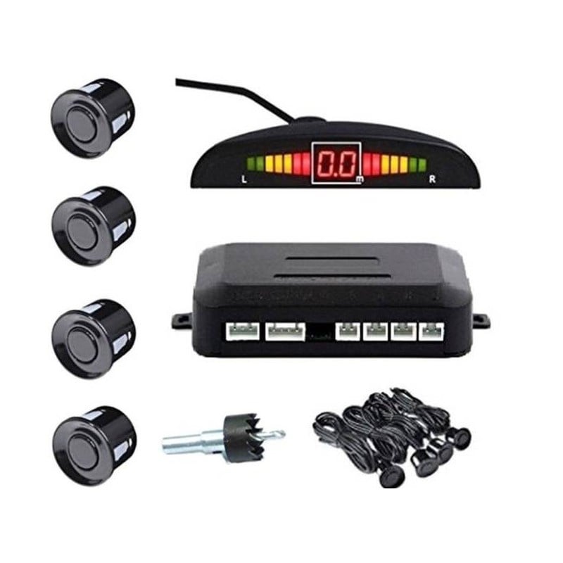 Set Senzori parcare auto detector parktronic display radar monitor 4 senzori NEGRU