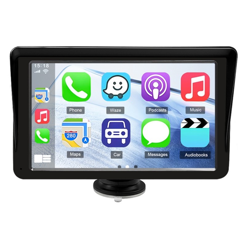 Sistem Multimedia Techstar® Apple Carplay/Android 7094P, Ecran Tactil, 7 Inch 1080P Full HD, Bluetooth, Mirror Link/Card TF/USB/AUX, Negru