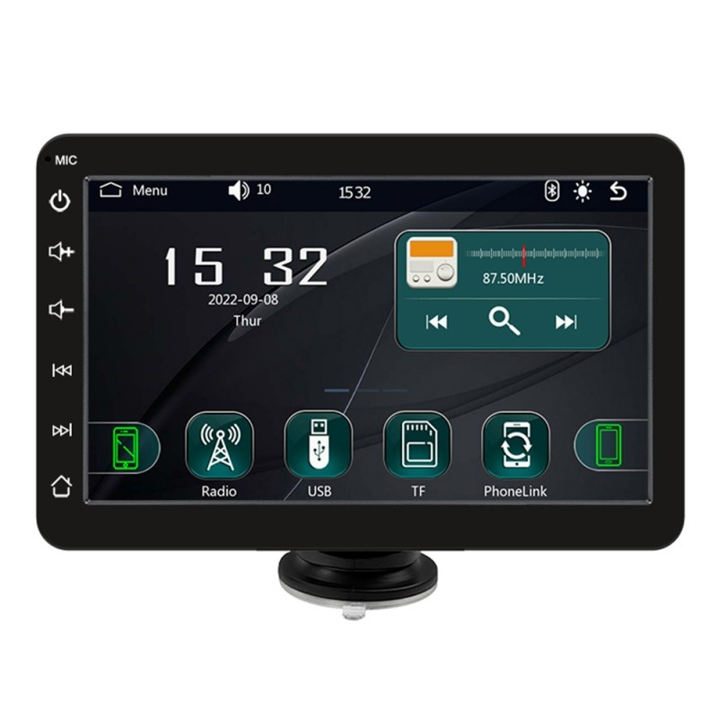 Poze Sistem Multimedia Techstar® Apple Carplay/Android 7095P, Ecran Tactil, 7 Inch 1080P Full HD, Bluetooth, Mirror Link/Card TF/USB/AUX, Negru