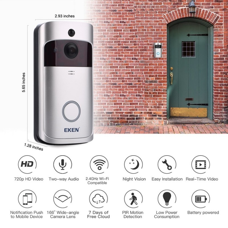 Poze Sonerie Alarma Wireless Smart Eken S1 Pro, Fara Fir, Originala Nightvision, Infrarosu, Sonerie Interior, Comunicare Duala