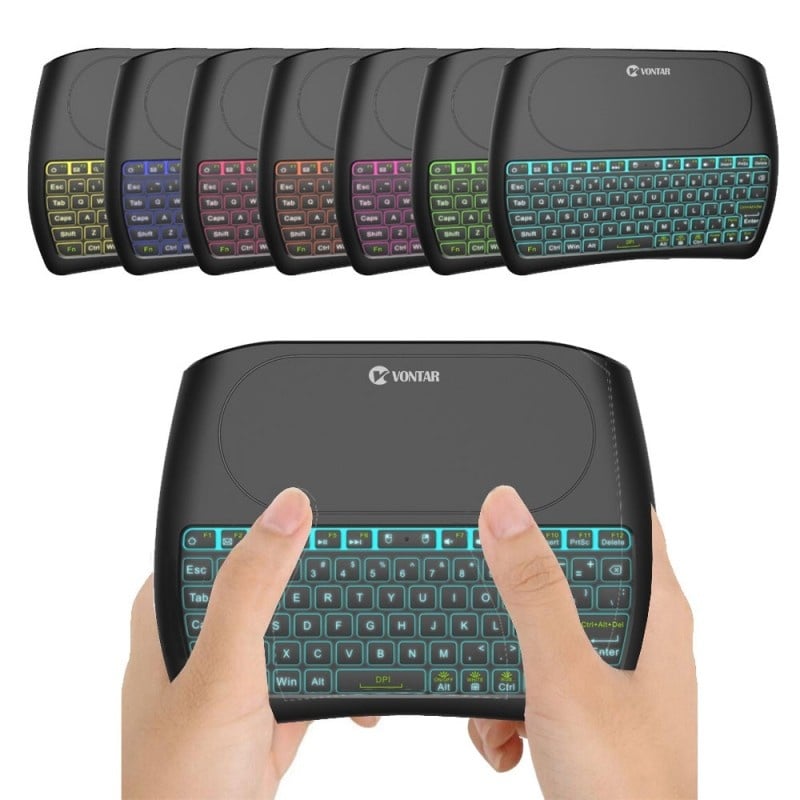 Tastatura Wireless Techstar® Vontar D8, Iluminata, 7 Culori, Android TV, PC, Smart - 1 | YEO