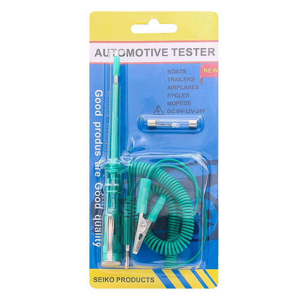 Tester circuite auto 6–24V cu lampa de control, sonda de test si cablu spiralat pentru instalatii electrice auto