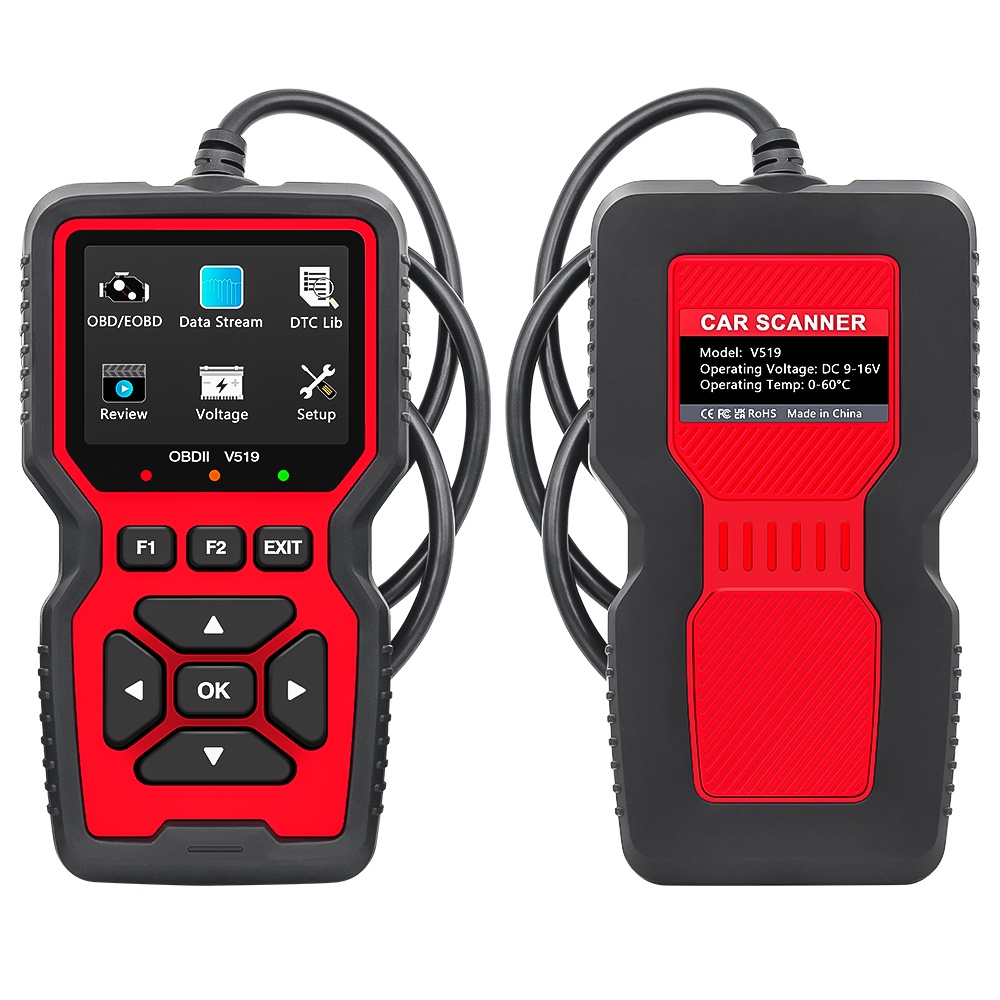 Tester Diagnoza Auto Techstar V519 OBD2, diagnoza motor, citire si stergere coduri eroare, tensiune baterie, compatibil masini OBDII, afisaj color - 1 | YEO
