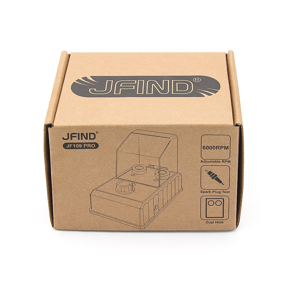 Tester pentru bujii auto si moto JFIND JF109 Pro, 2 orificii testare simultana, reglaj rpm 1000-6000, analiza diagnosticare performanta aprindere scanteie, cu cutie protectoare