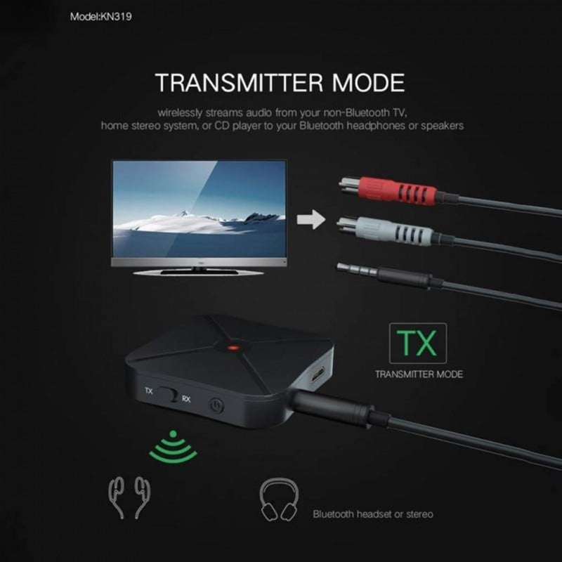 Transmitator si Receptor Audio Techstar® KN319, Bluetooth 4.2, Wireless, 2in1, Real Stereo, Adaptor TV, 3.5mm - 3 | YEO