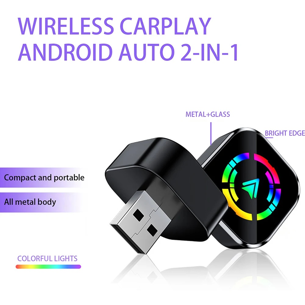 Adaptor Wireless Apple CarPlay & Android Auto 2-in-1 Techstar M17+, USB/USBC Plug & Play, Wi-Fi 5.8GHz + Bluetooth, Mini Compact, Conectare Automata, Sticla LED - imagine 11