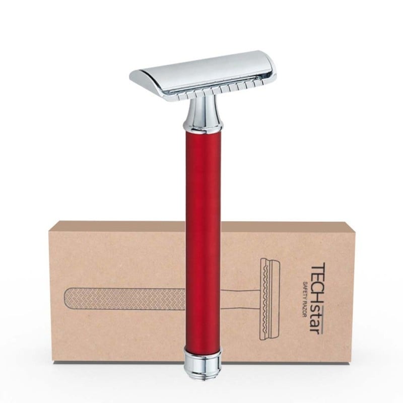 Aparat de ras Classic Safety Razor Techstar® SR6, Aliaj de Zinc, Cu Lame De Rezerva, Reutilizabil, Ecologic, Argintiu - 2 | YEO