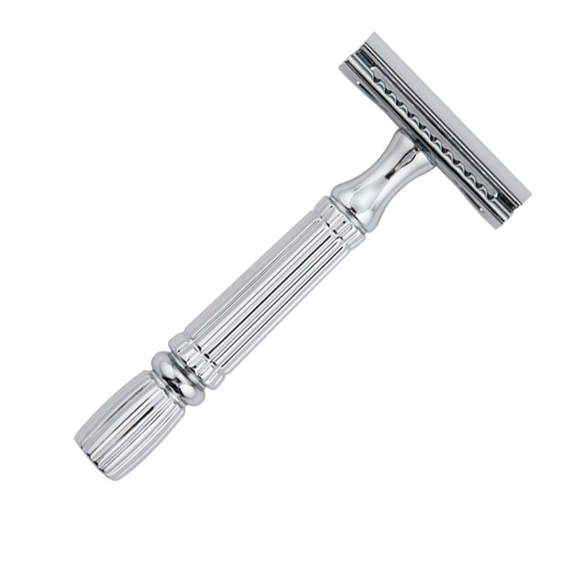 Aparat de ras Classic Safety Razor Techstar® SR8, Aliaj de Zinc, Cu Lame De Rezerva, Reutilizabil, Ecologic, Argintiu - 3 | YEO