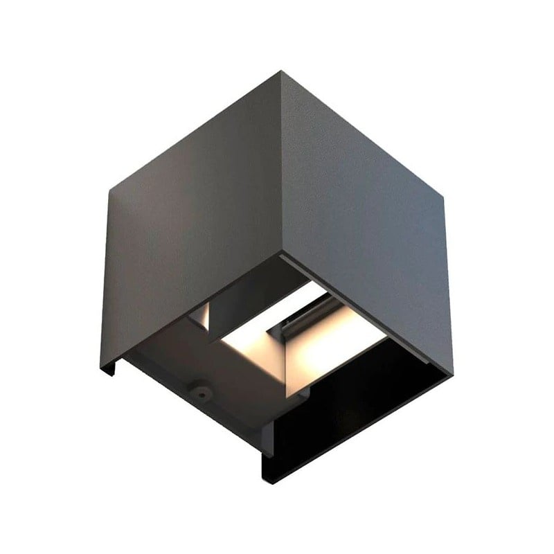 Aplica Exterior Techstar® LED Light CUBE , Putere 6W, A+, Rezistenta la Apa si Praf, Alb Rece, 6000K, Aluminiu, Negru