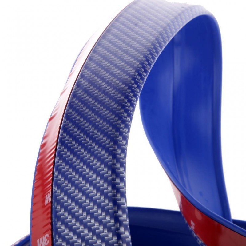 Poze Banda Protectie Albastra Spoiler, Bara Tuning Auto Universala din Cauciuc Model Fibra de Carbon 2.5 M