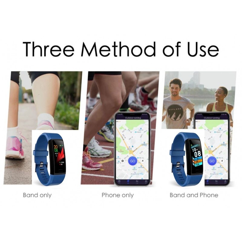 Bratara Fitness Smartband Techstar® T12 Waterproof IP65, Bluetooth 4.2, Compatibila Android & iOS, Display TFT 1.14