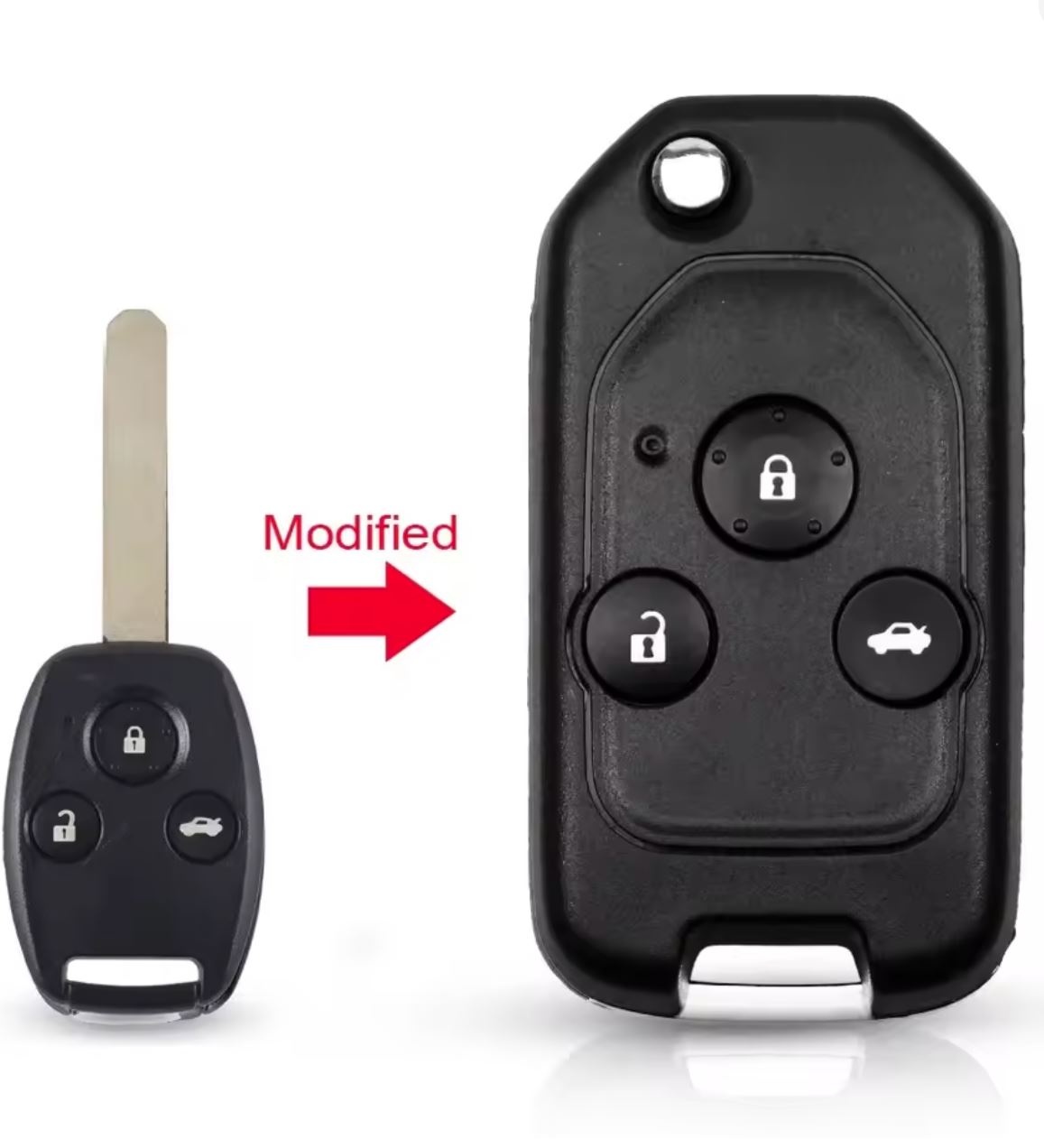 Carcasa cheie auto pliabila transformatoare, compatibila cu Honda Accord, Civic, CR-V, Pilot, Fit, 3 butoane, lama inclusa, fara electronica - imagine 6