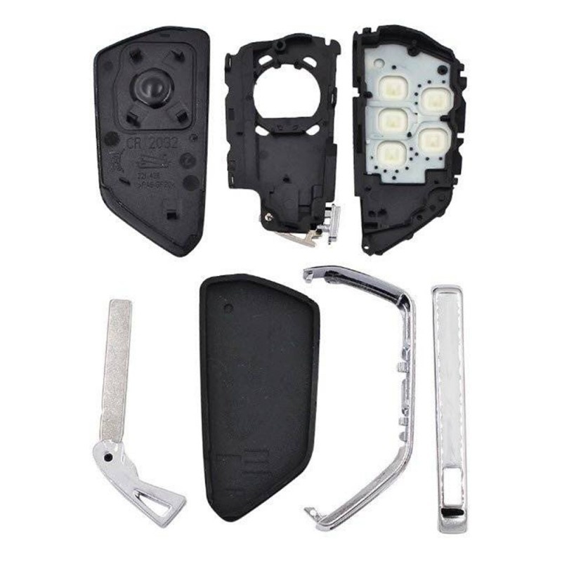 Carcasa cheie auto Techstar® pentru Telecomanda Inteligenta, compatibila cu VW Golf MK8, Polo, Tiguan, Skoda Superb, Octavia, Seat Leon, Ibiza, MQB, 3 Butoane, Negru - 3 | YEO