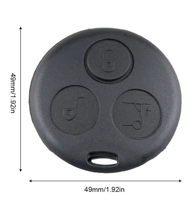 Carcasa cheie telecomanda Techstar compatibila Smart Fortwo 450/City-Coupe/Cabrio, Roadster, Forfour, 3 butoane, neagra - imagine 2