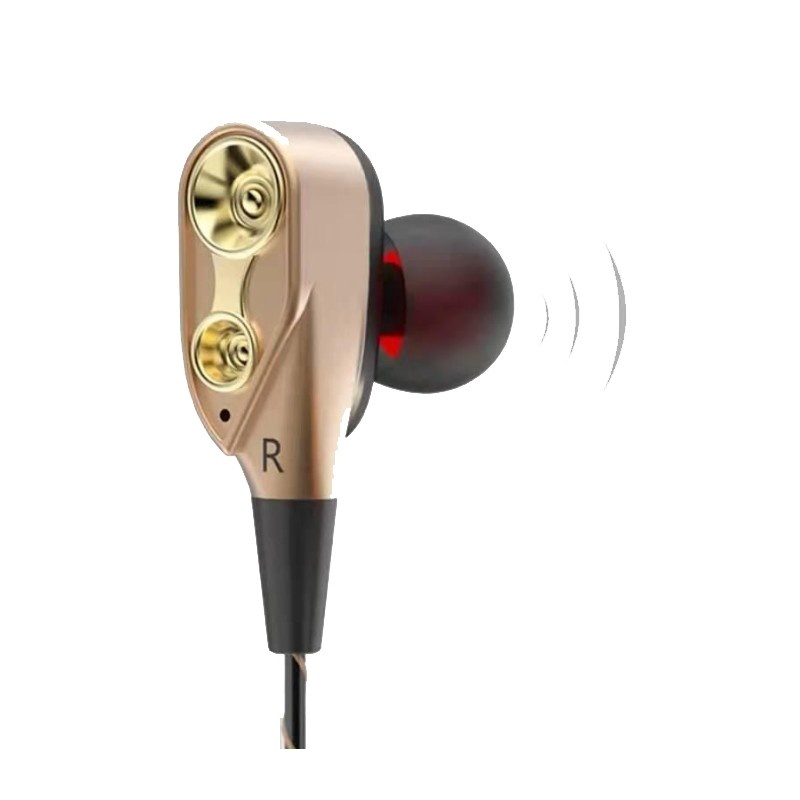 Casti cu fir Techstar® Roreta Aurii, Dual Drive, Microfon, Extra Bass, In ear, 3.5mm, Remote