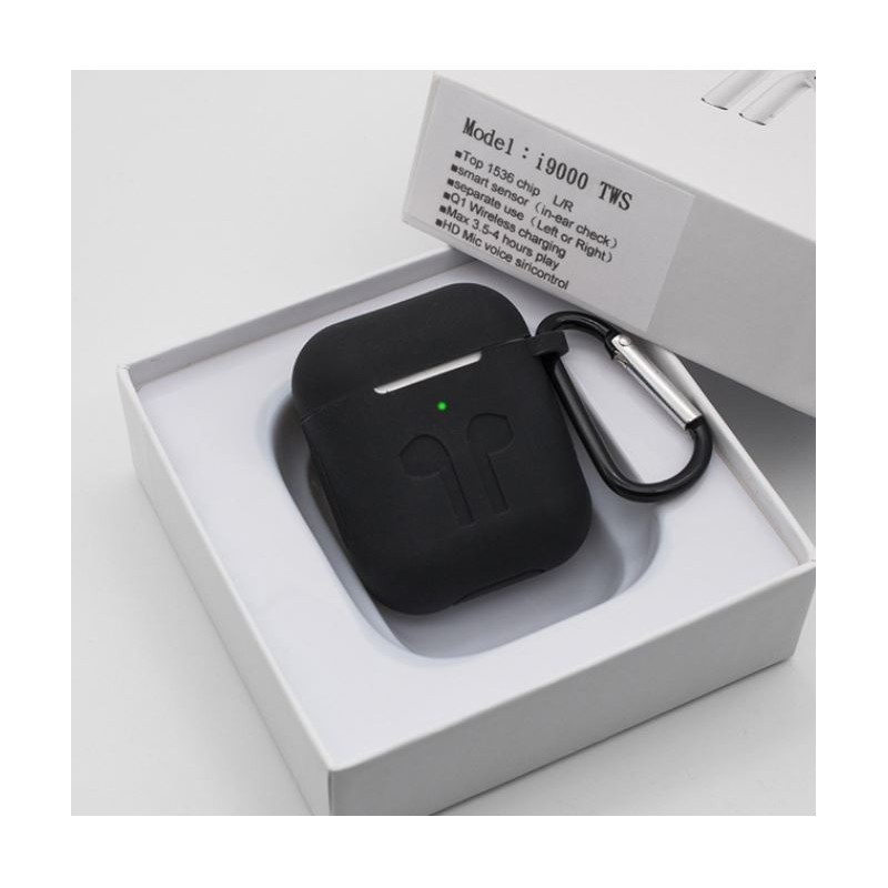 Casti i9000 TWS AIR 2 Techstar®, Bluetooth 5.0, Wireless QI, Pentru Android si iOS, Negru