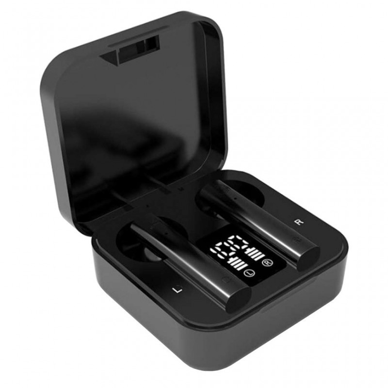 Casti Smart Techstar® Air2S, Wireless, Bluetooth V5.1, Touch, Display Digital, 300mAh, pentru iPhone Xiaomi Huawei Samsung, Negru