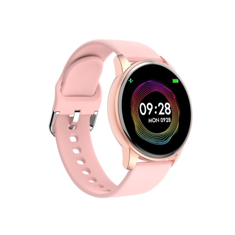 Ceas Smartwatch Techstar® ZL1, 1.30 inch IPS, Bluetooth 4.0, Monitorizare Puls, Tensiune, Alerte Sedentarism, Hidratare, Oximetru, Roz