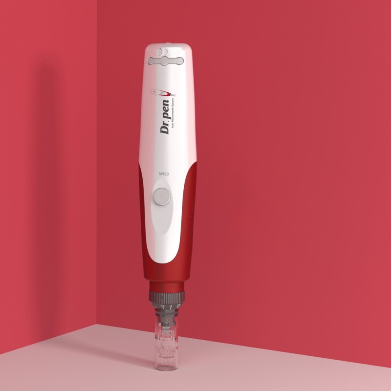 Poze DermaPen Techstar® Dr Pen N2W, 2 Capete de Rezerva, Ace Otel Inoxidabil, Corp Plastic, Ergonomic, Regenerare Piele, Lifting, Viteza Reglabila, 5 Viteze, Alb-Rosu