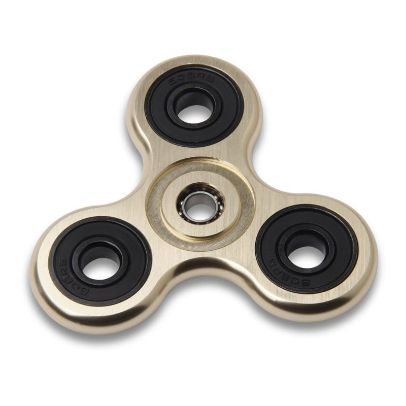 Fidget Spinner Metalic din Aluminiu Culoare Crem cu role Negre sau Albastre - 1 | YEO