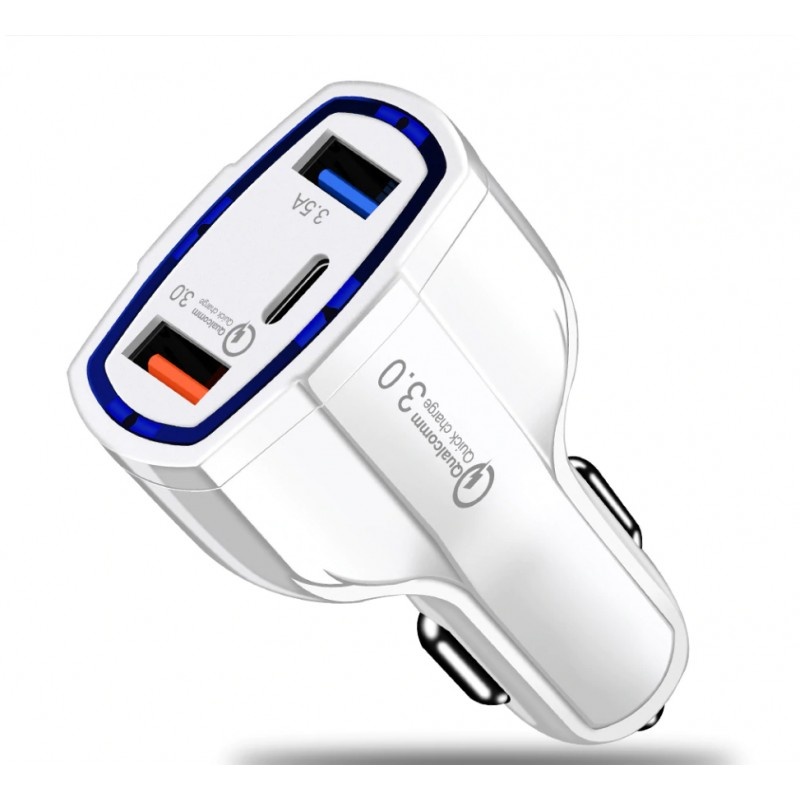 Poze Incarcator Auto Techstar® Turbo Fast, 5V, 3.5A ,QC3.0, DUAL USB, Universal, Alb