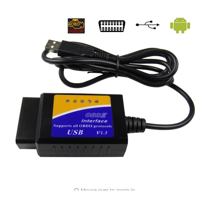 Interfata diagnoza auto Techstar OBD2 USB cu Cip ELM V1.5 - 2 | YEO