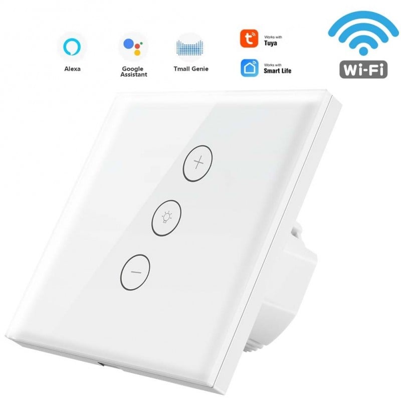 Intrerupator Smart Touch Techstar® V2, Wireless 2.4GHz, Dimmer, Sticla Securizata, Design Modern, Iluminare LED, 1 Faza, cu NUL, Alb - 1 | YEO