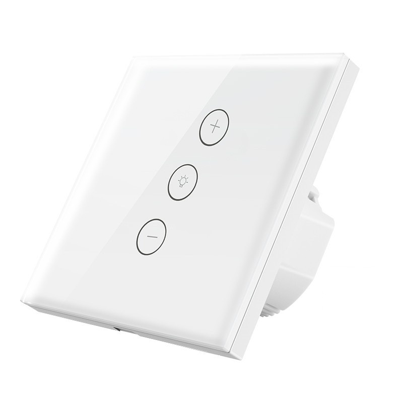 Intrerupator Smart Touch Techstar® V2, Wireless 2.4GHz, Dimmer, Sticla Securizata, Design Modern, Iluminare LED, 1 Faza, cu NUL, Alb